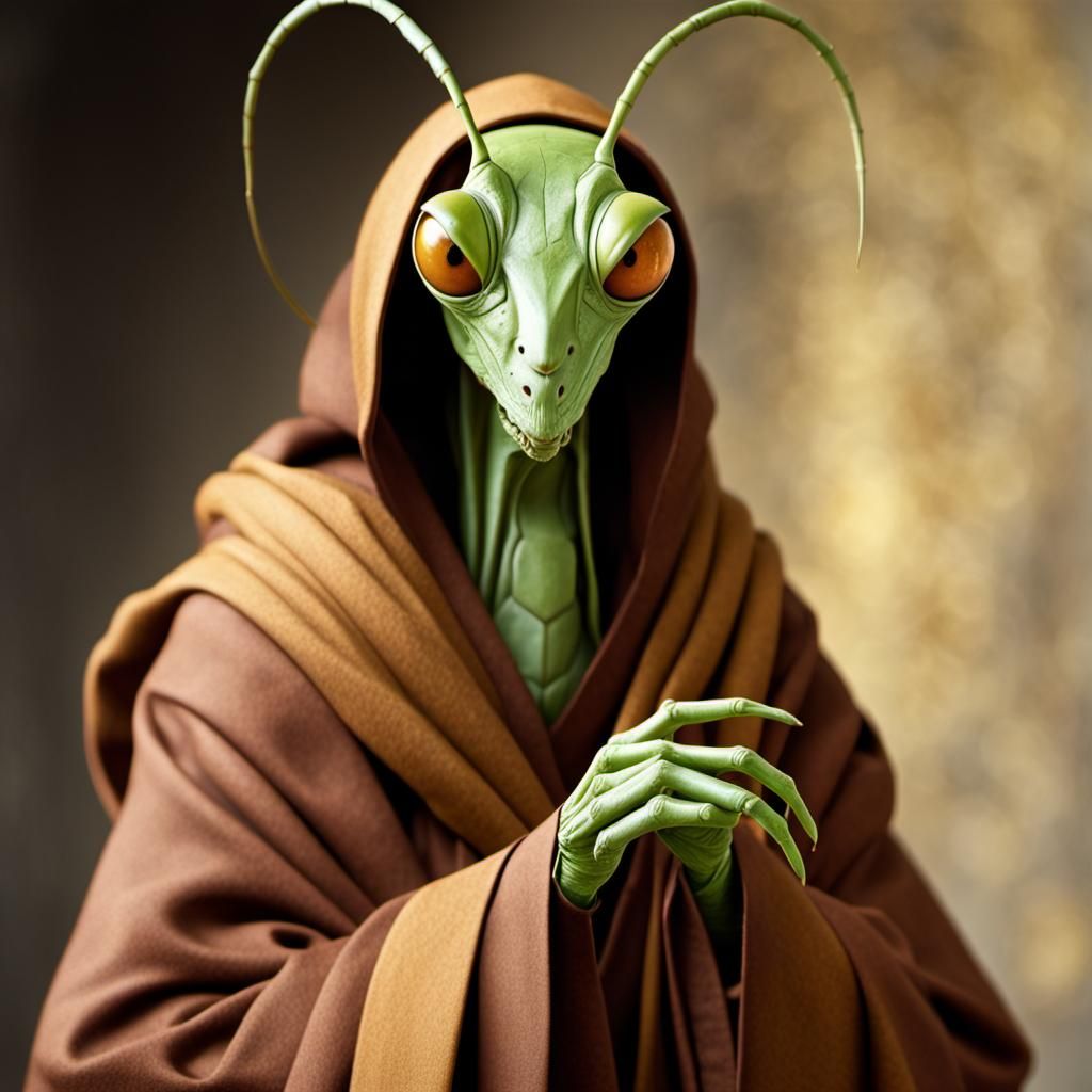 Praying Mantis Monk: Anthropomorphic Digital Art