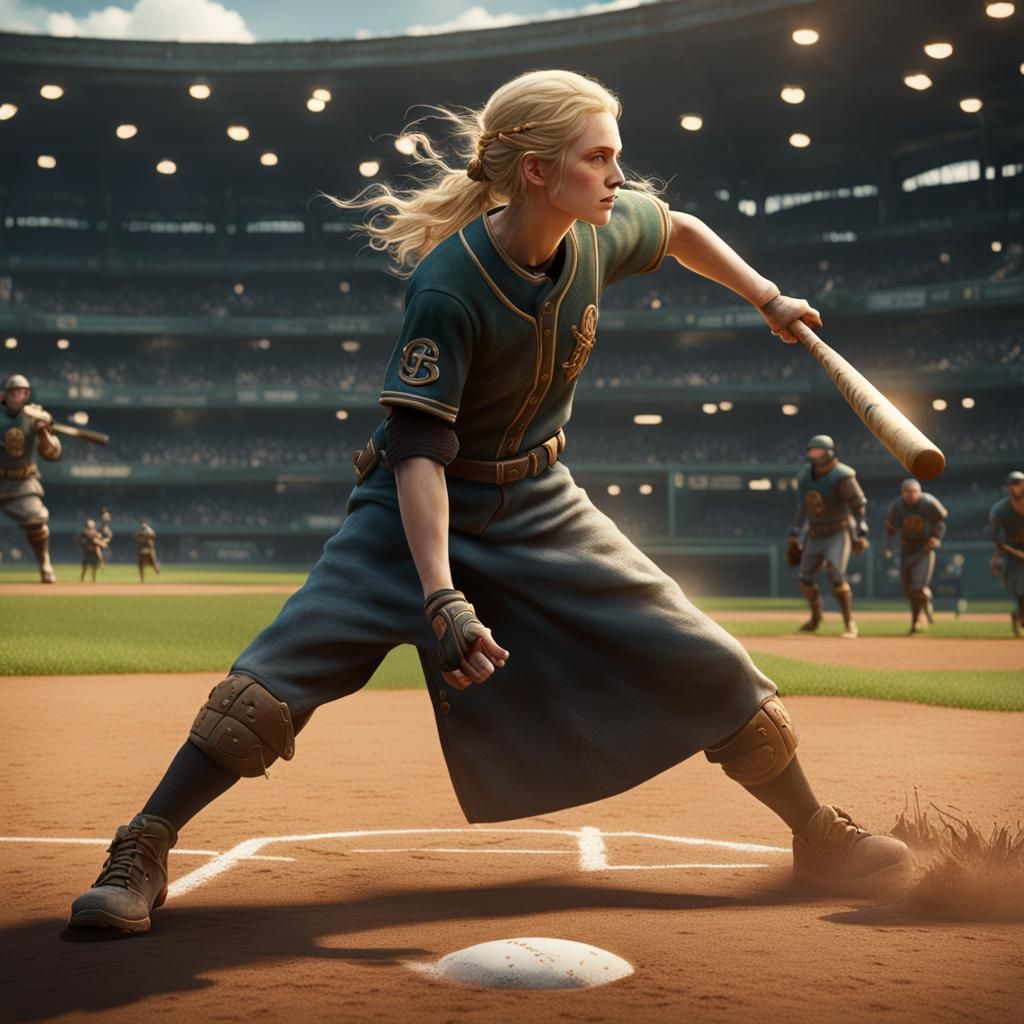 Eowyn Plays Baseball: Detailed Matte Painting