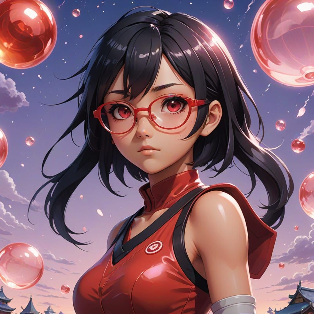 Sarada Uchiha in Jelly-Anime Style with Candy Glow