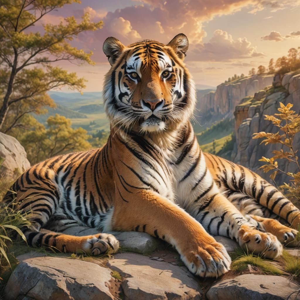 Dreamy Wildlife: Tiger and Cub in Golden Light