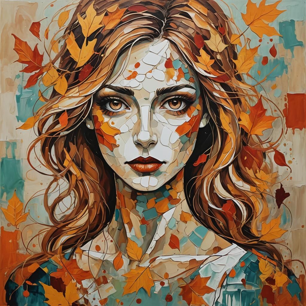 Autumn Portrait in Abstract Art Style