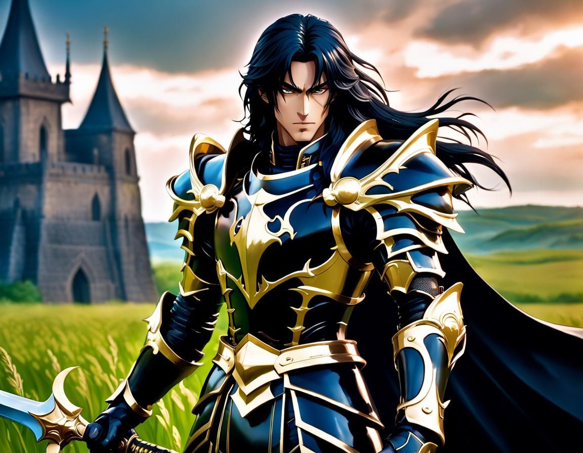 Ashram, the Black Knight, in Anime Style