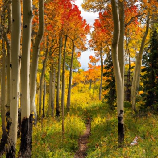 Vibrant Forest Hiking Trail with Aspens