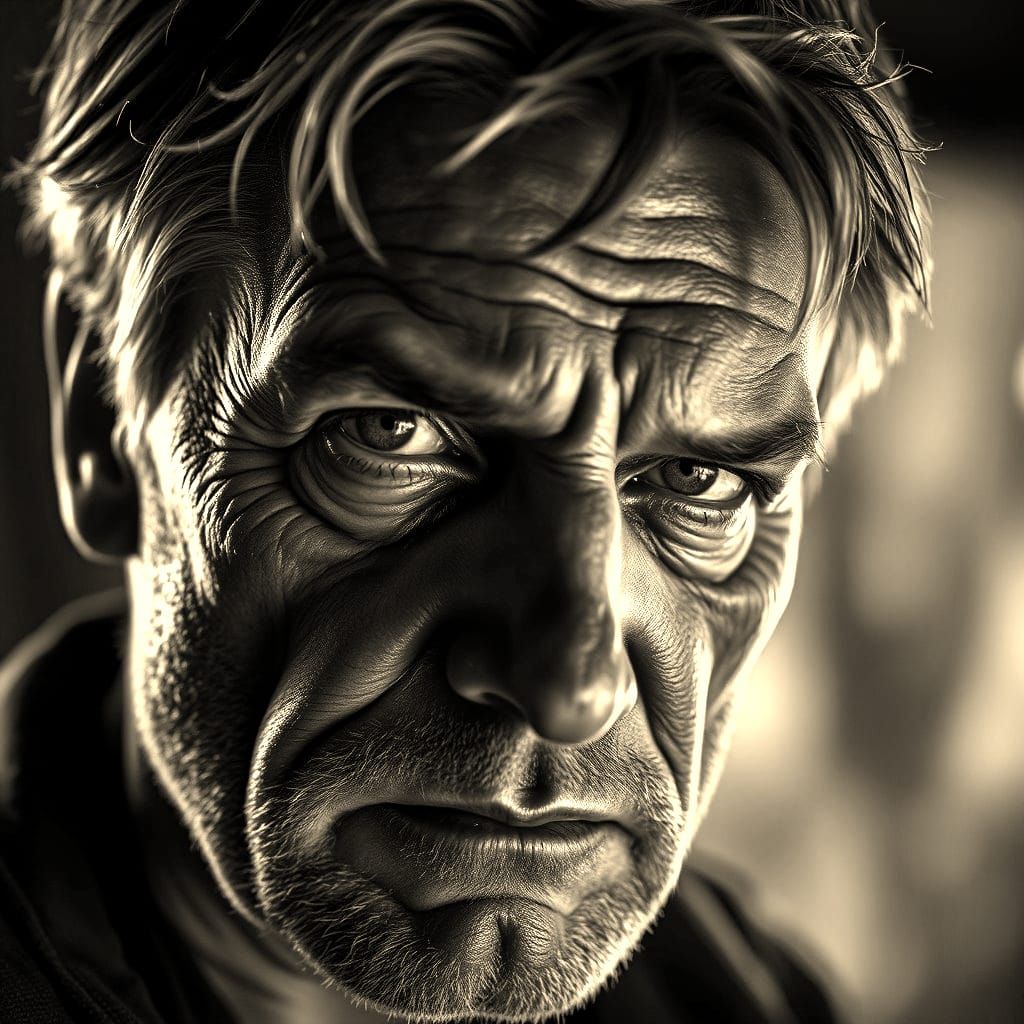 Detailed Portrait of a World-Weary Man