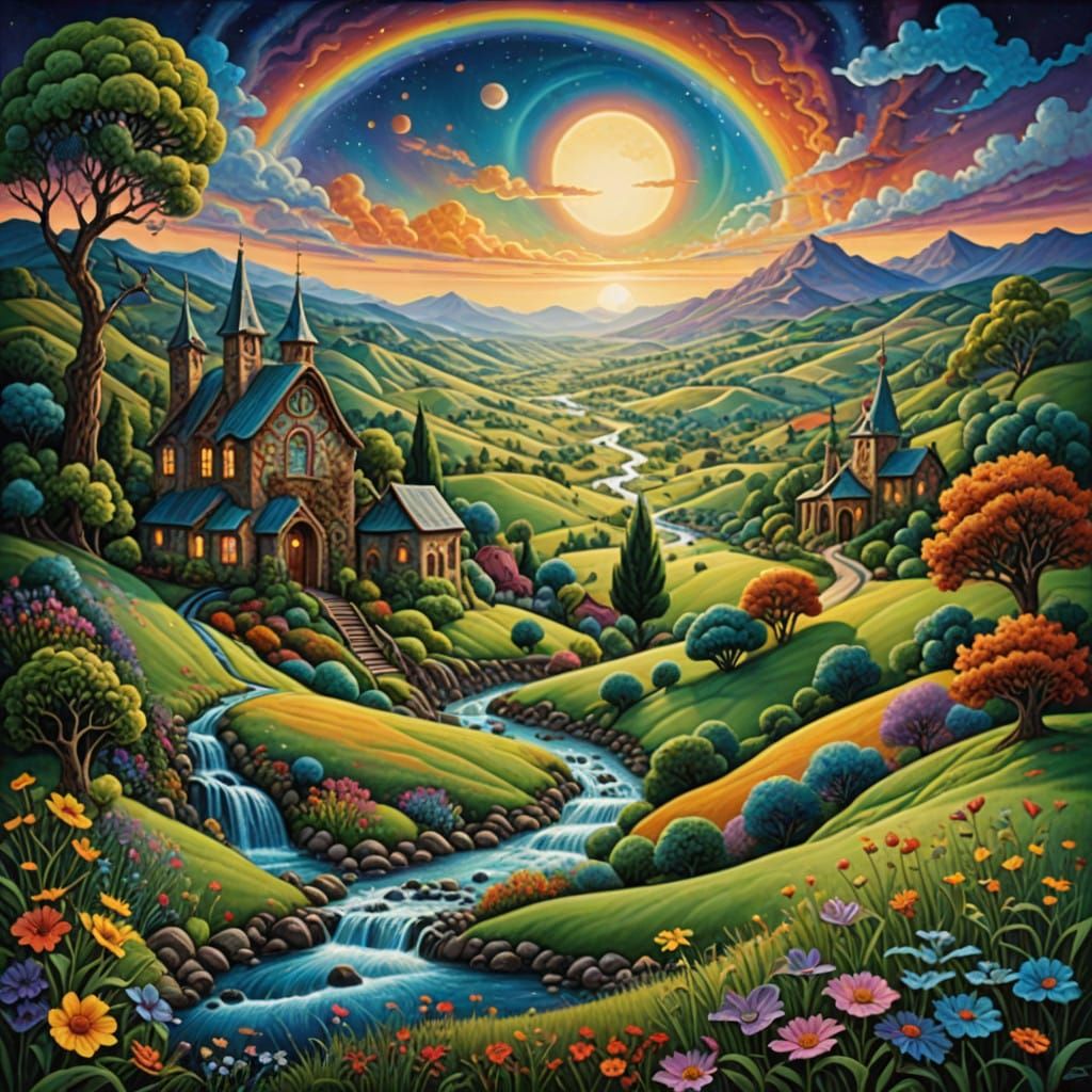 A beautiful rural landscape by Amanda Sage, Jean Tinguely, J...