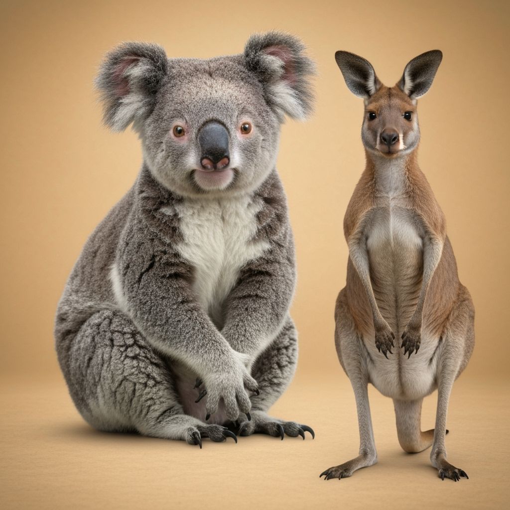 Koala and Kangaroo Posing Together