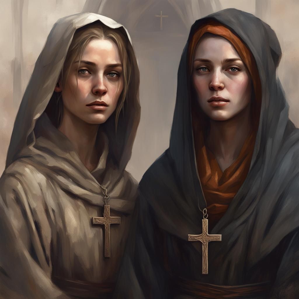 Medieval Noble Women Portrait in Art Nouveau Style