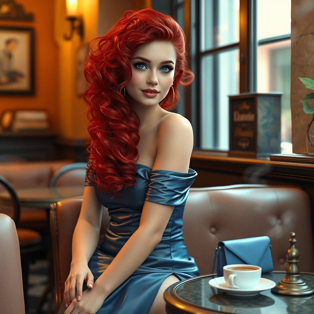 Sultry Italian Goddess in Silver Blue Elegance