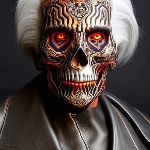 Blackened Skeleton Cowboy Portrait in Visionary Style