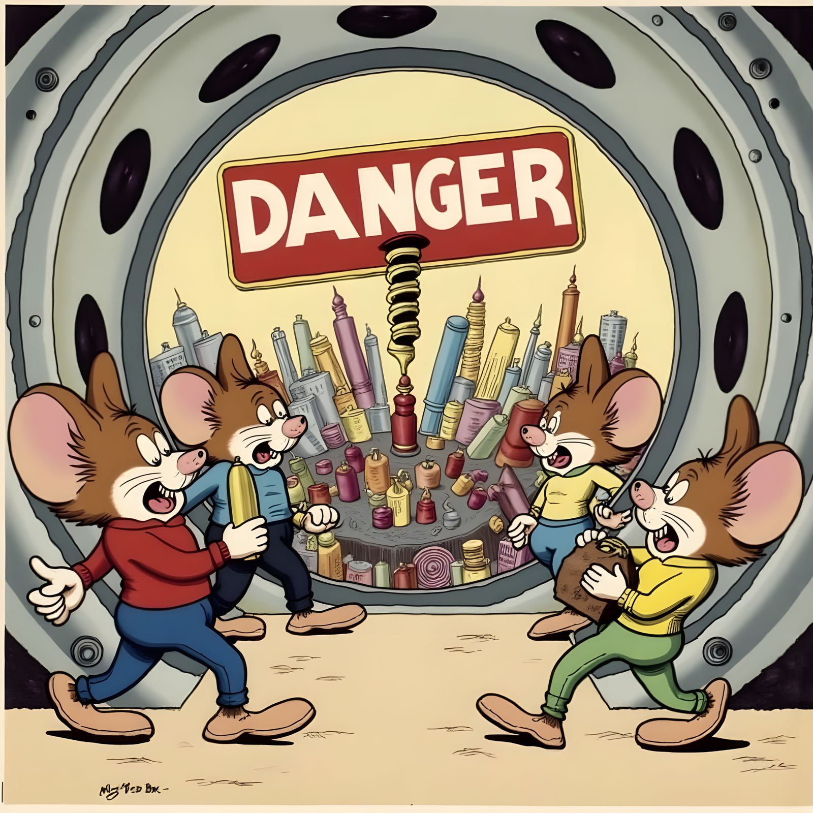 Mice Team in Danger, Vibrant Cartoon Adventure