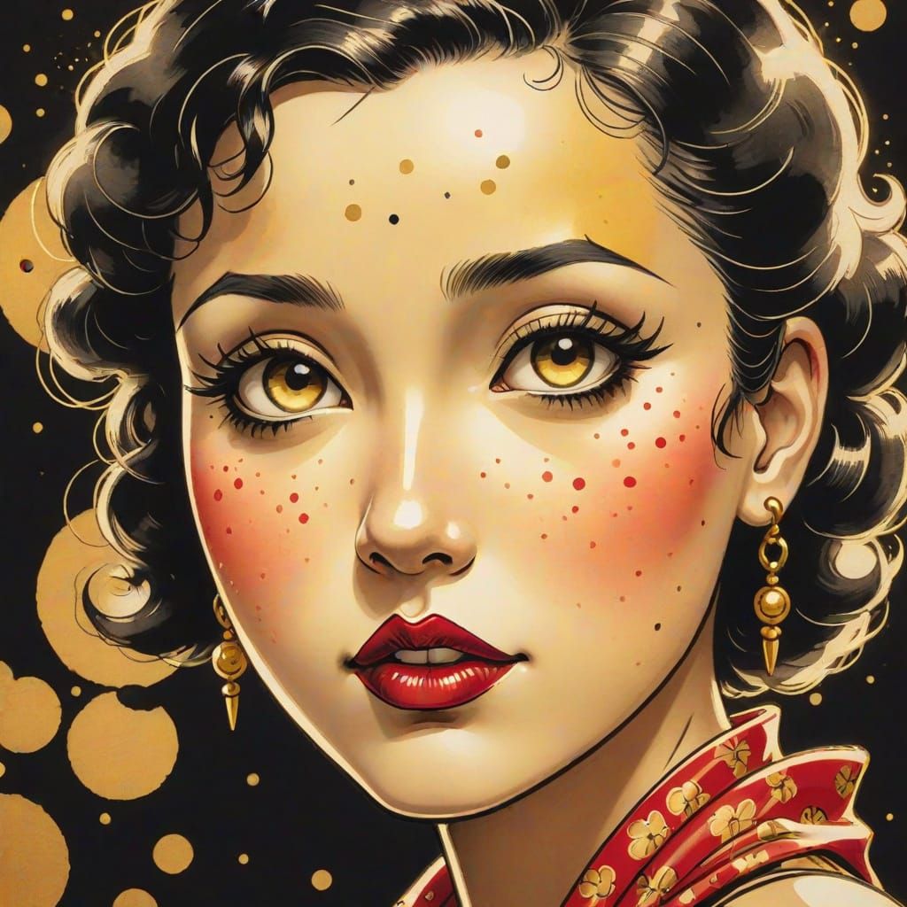 Betty Boop Sumi-e Ink Portrait