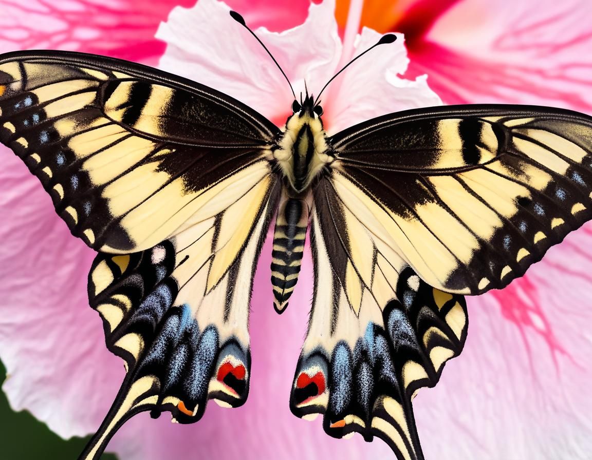Swallowtail Butterfly on Hibiscus: Macro Photography
