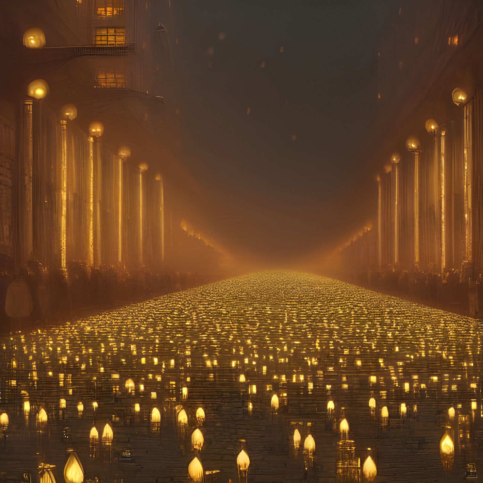 Luminous Network: A Klimt-Inspired Lightbulb Landscape