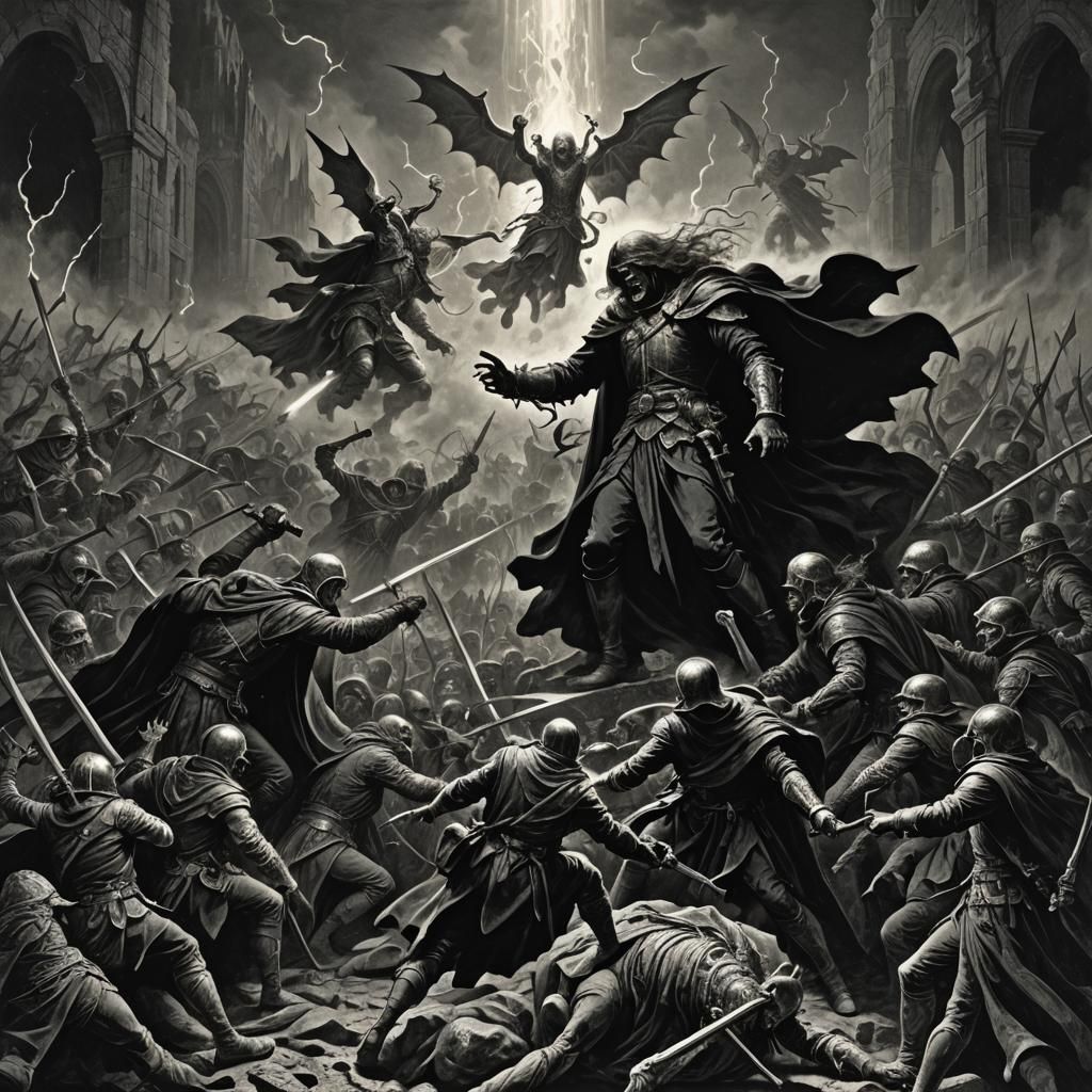 Epic Battle: Light Versus Darkness in Horror Art