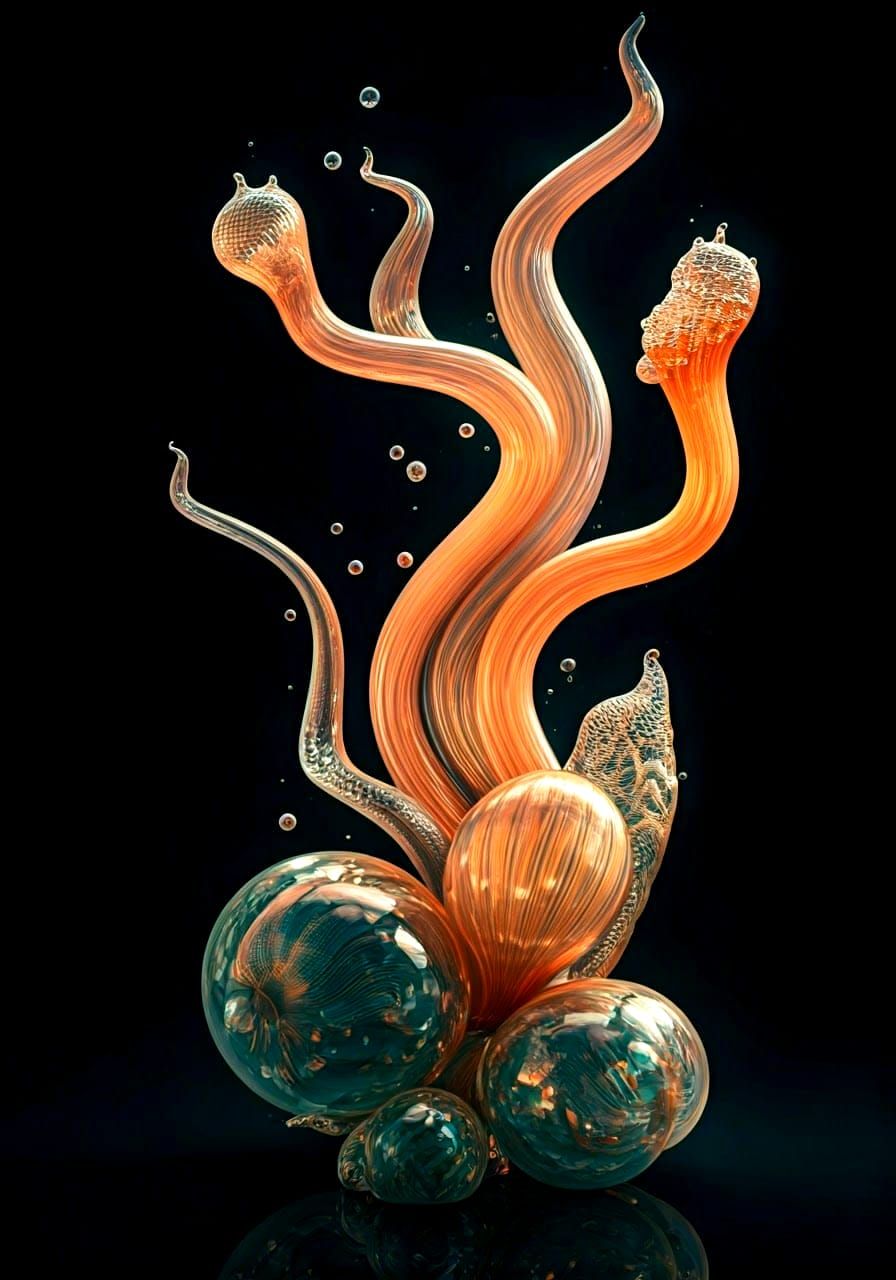 Ethereal Glass and Water Sculpture in Dreamlike Harmony