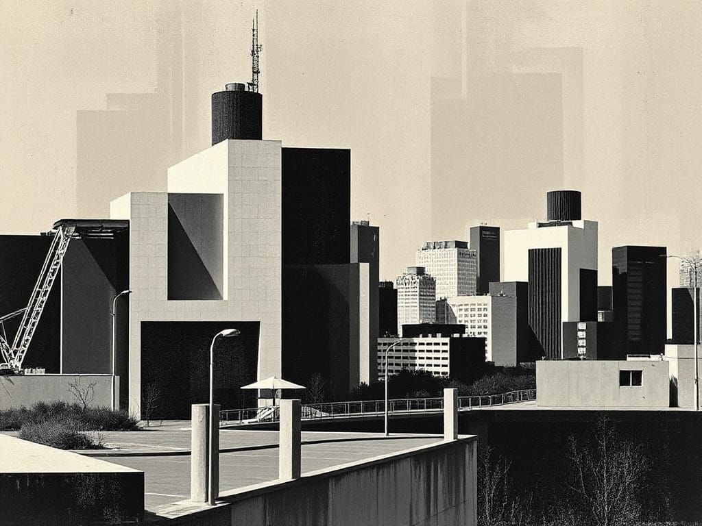 Minimalist Cityscape Design in Art Deco Style