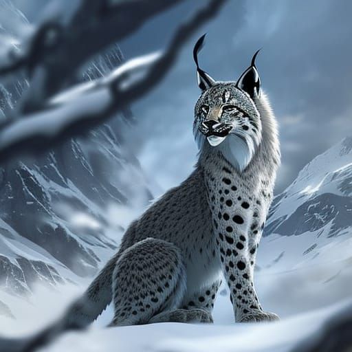 Eurasian Lynx Portrait in Anime Style