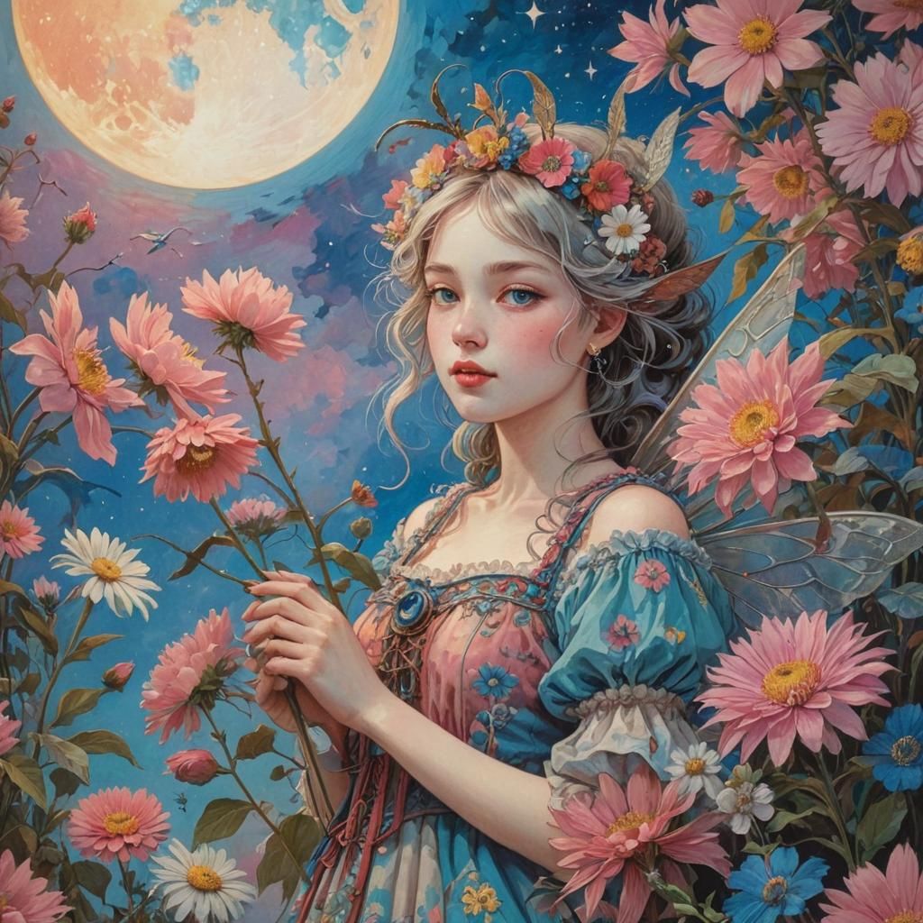 Garden Fairy at Sunset in Fairycore Style