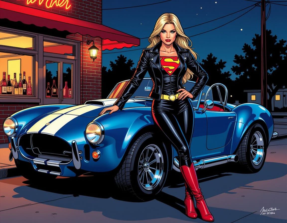 Supergirl Leans on Cobra in Comic Art Style