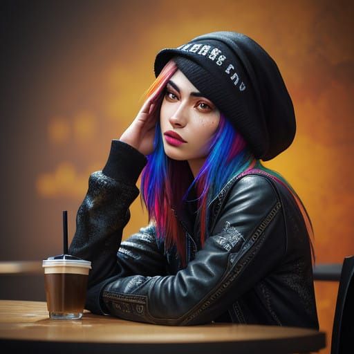 Hyperrealistic Coffeeshop Scene in Vibrant Colors