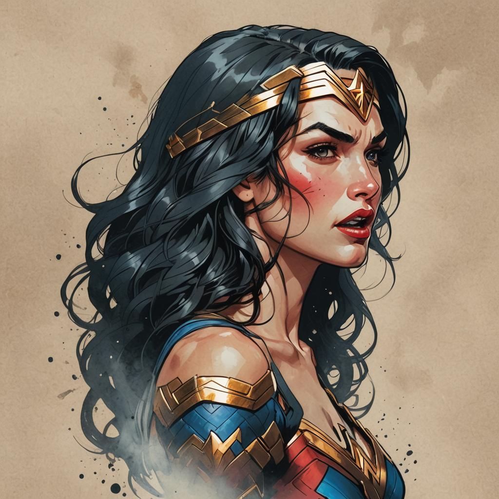 Wonder Woman Tongue Out Comic Art