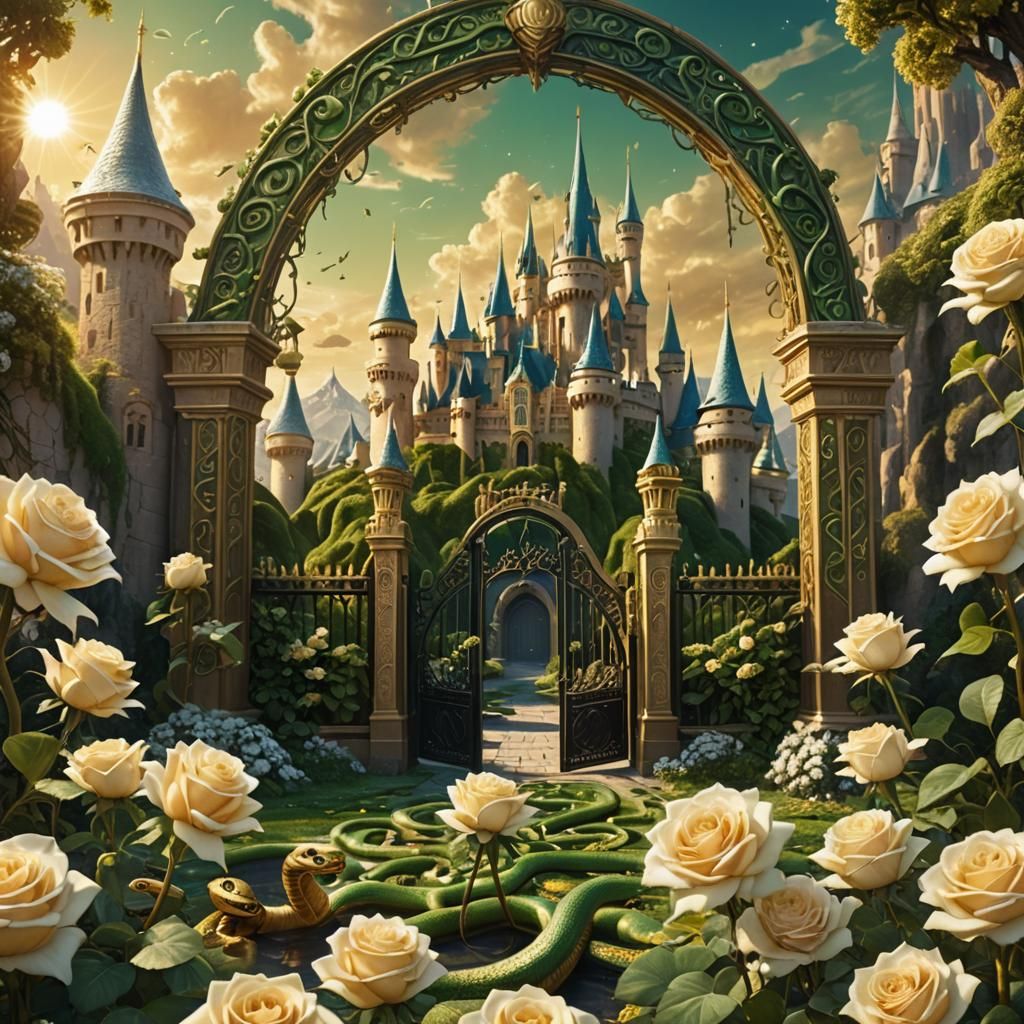 Golden Castle and Snakes on Alien Planet