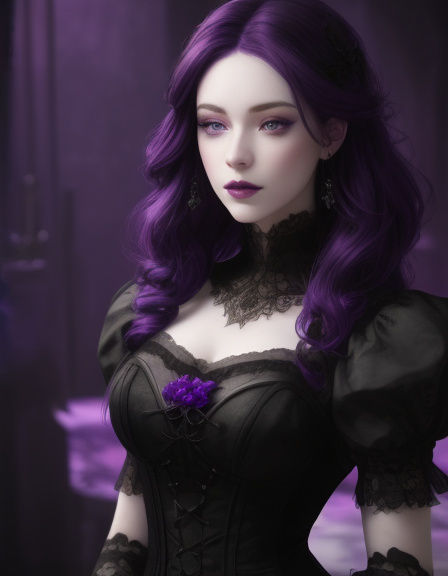 Stunning portrait of Romantic Gothic woman with dark purple ...