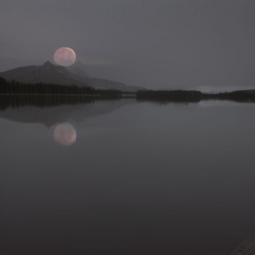 Ominous Full Moon Snowstorm Over Blood Lake