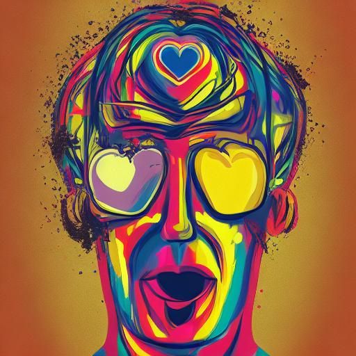 Surreal Head and Chest in Pop Art Style