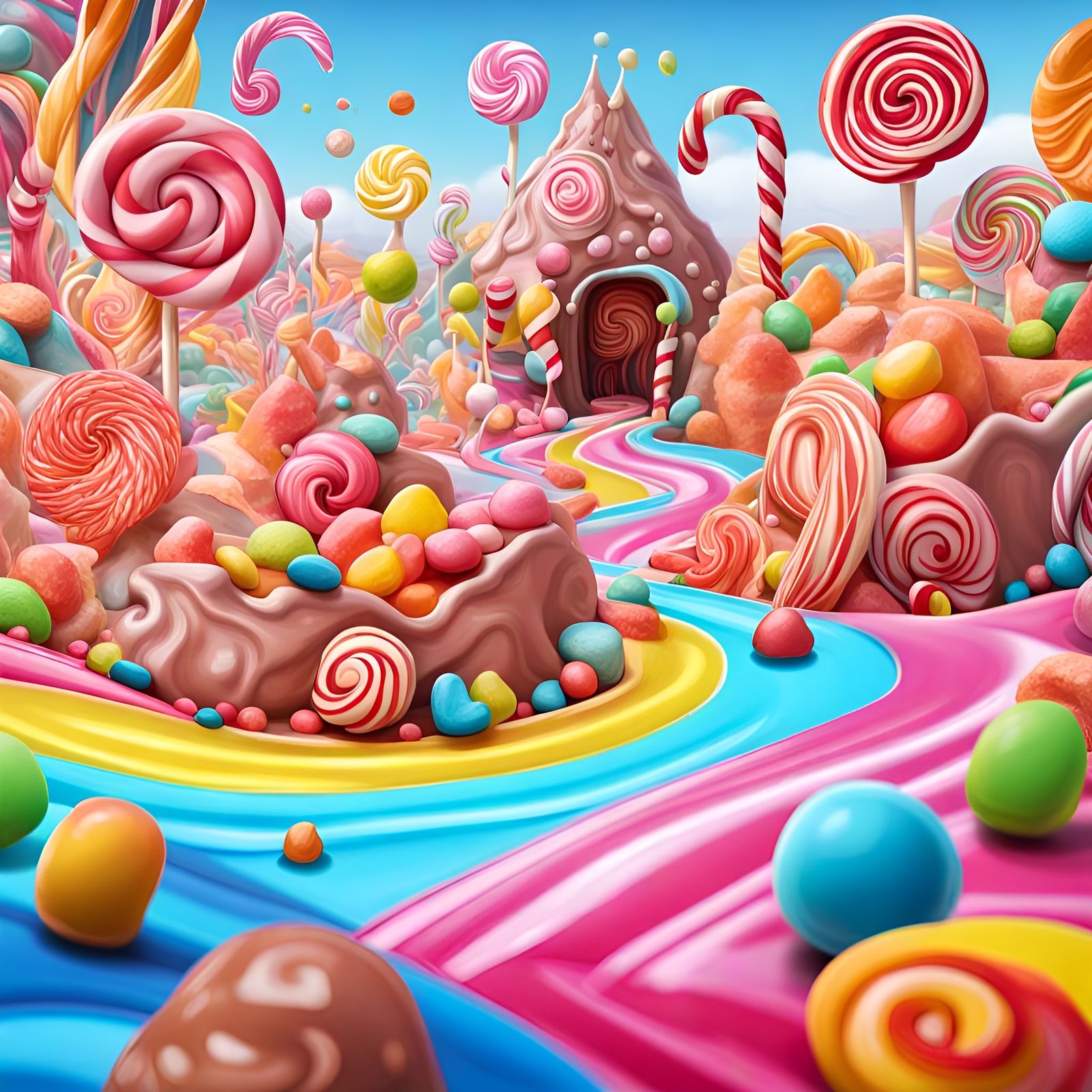 Hyperrealistic Candy World Digital Illustration