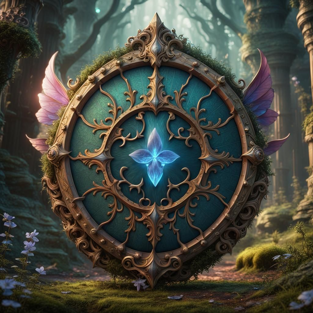Mystically Enchanted Fairy Shield, Detailed Matte Painting