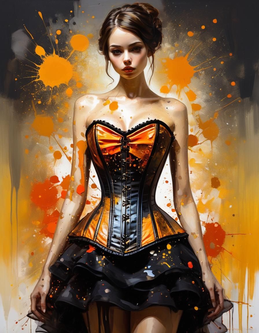 Anime Portrait of Lady in Gown with Triadic Colors