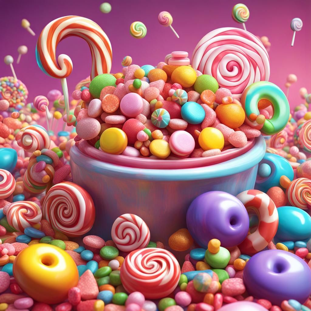 Candy Land Digital Illustration in Postmodern Style