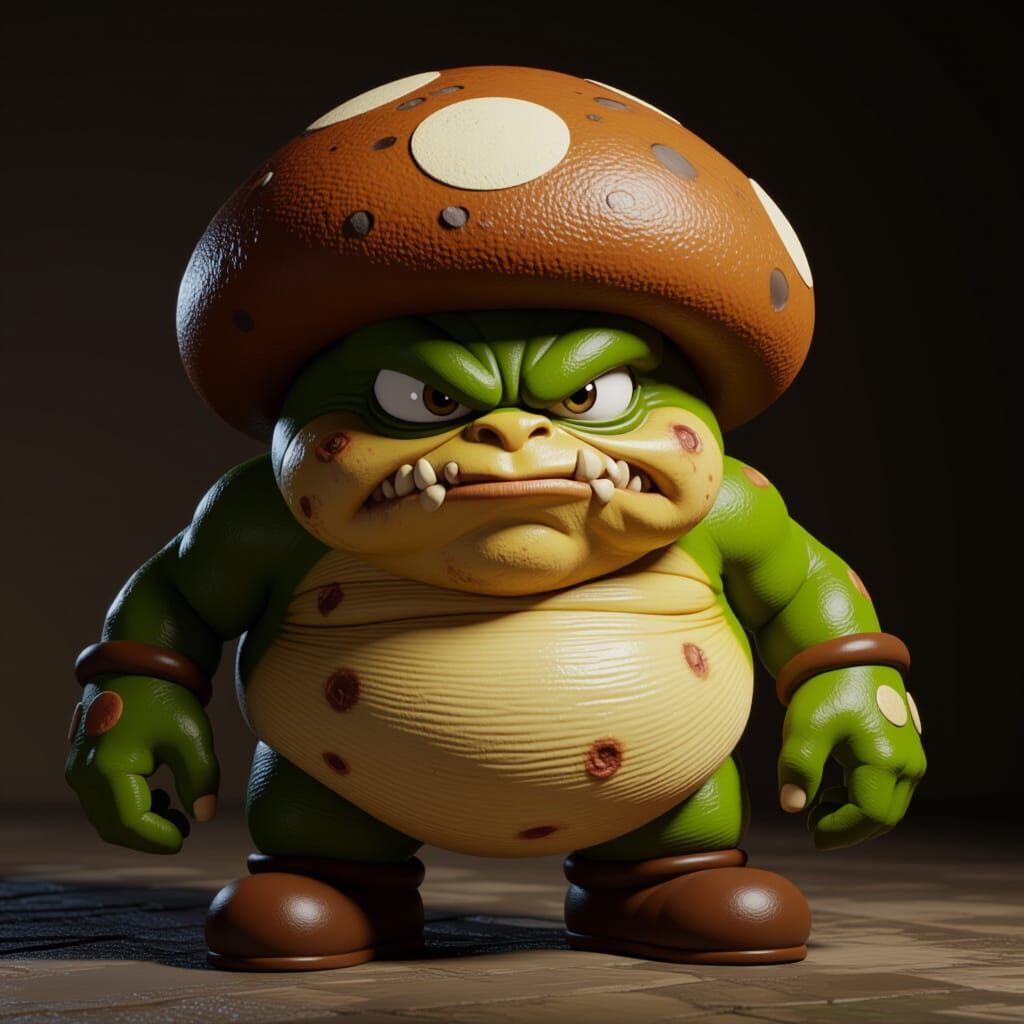 Grotesque Fat Goomba in Bosch and Burton Style