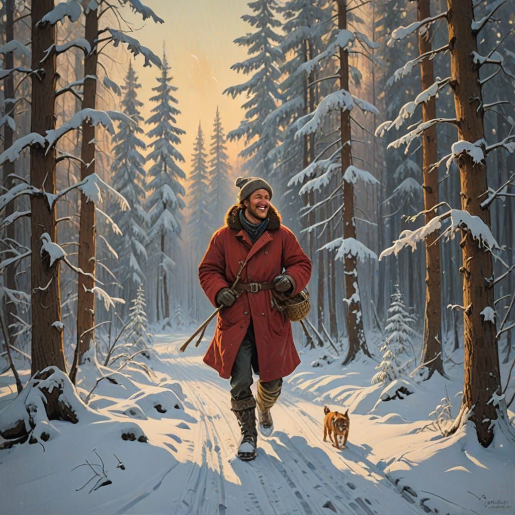 Joyful Winter Scene in Cozy Style