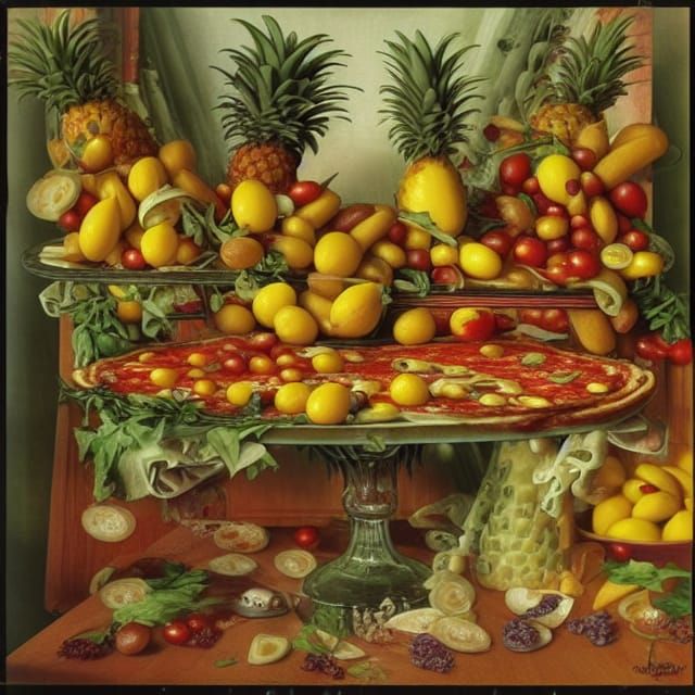 Surreal Pizza Feast Inspired by Renaissance Masters