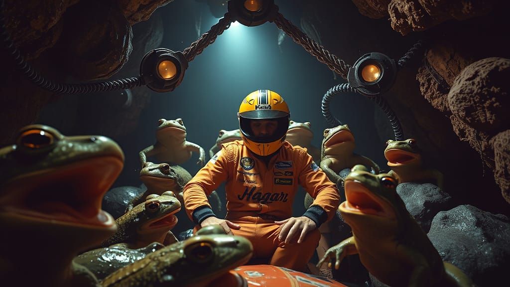 NASCAR Driver's Surreal Cave Encounter: A Sci-Fi Vision