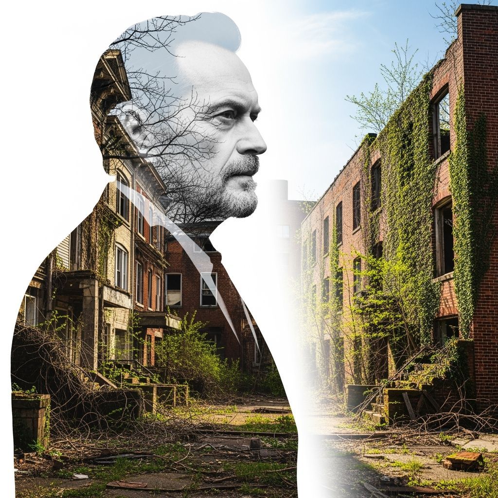 McShane Silhouette in Decaying Baltimore, Double Exposure