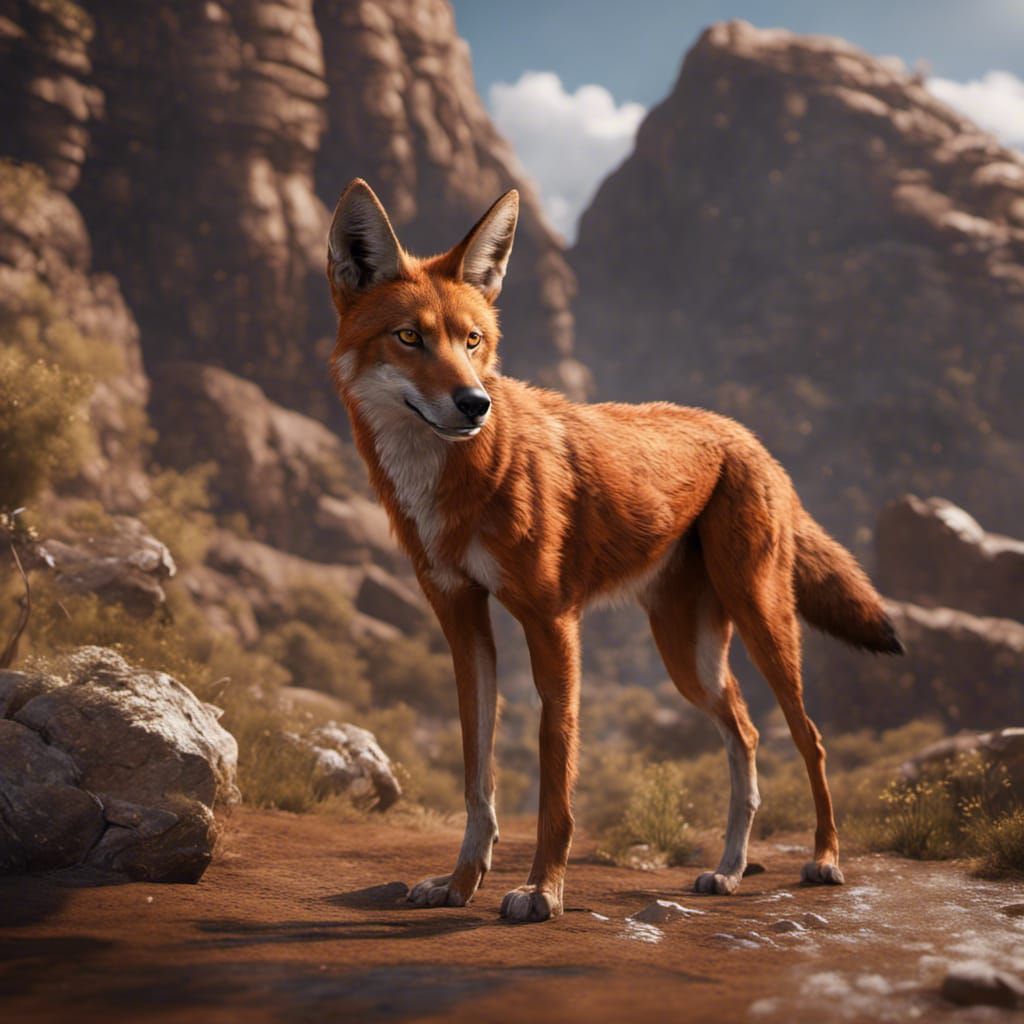 Detailed Ethiopian Wolf Matte Painting