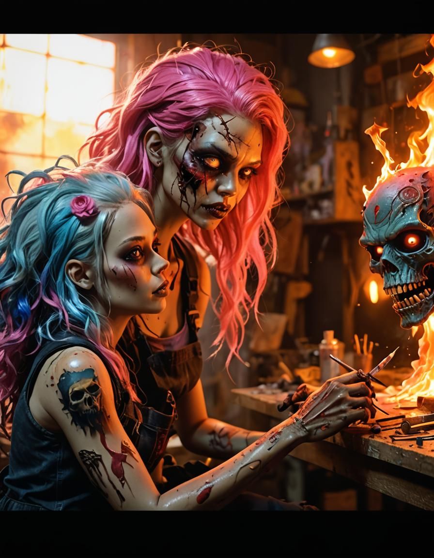 Demon Mend Zombie Doll in Dark Fantasy Art