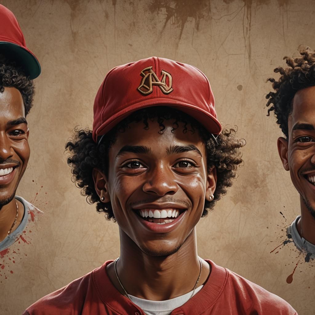 Hyperrealistic Portrait of Joyful Man in Red Cap