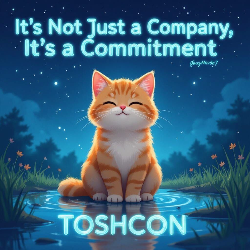 Orange Tabby Cat in Starry Night Digital Illustration