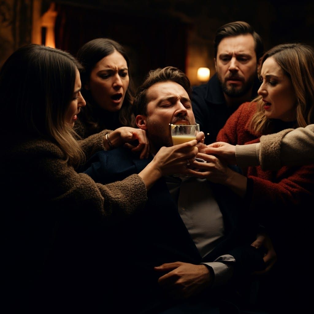 Dramatic Film Still: Forcing Eggnog in Winter