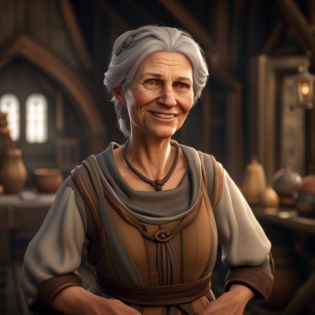 Kind Innkeeper in Realistic Fantasy Style