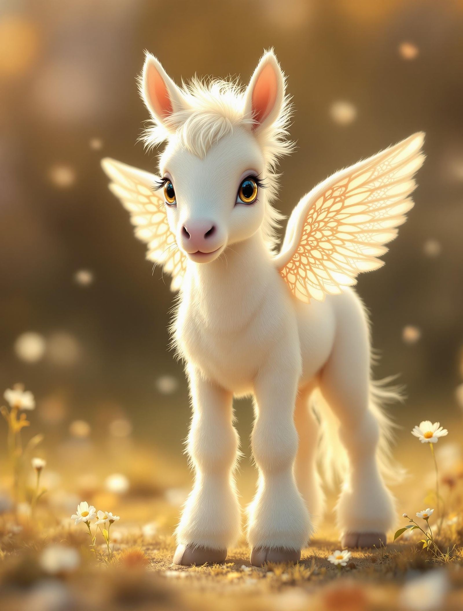 Dreamy Baby Horse with Soft Feathery Wings