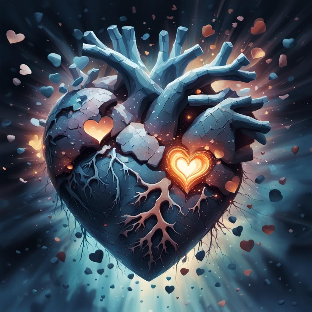 Emotive Heart Concept Art with Human Features