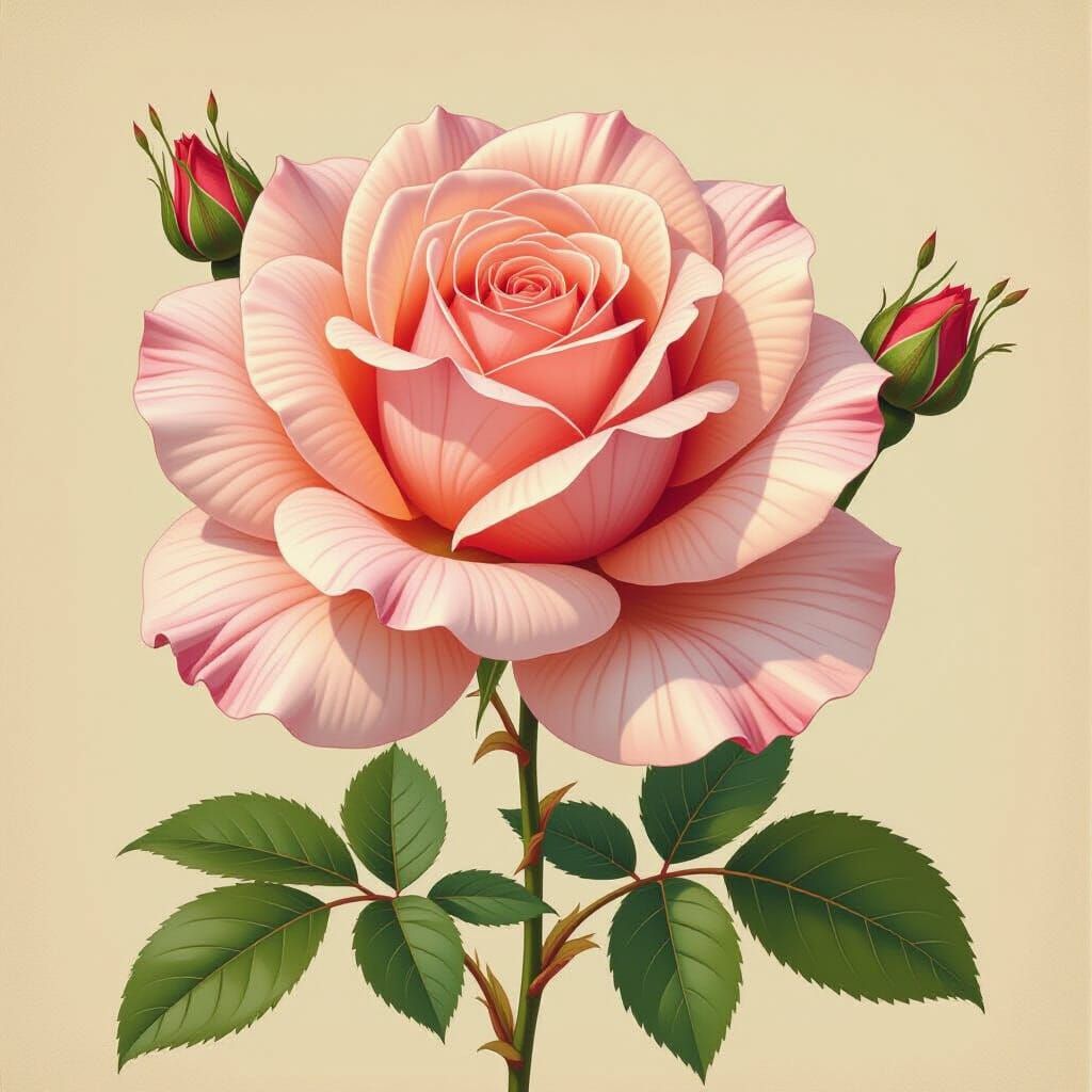 Antique Rose Bloom in Dreamy Art Style