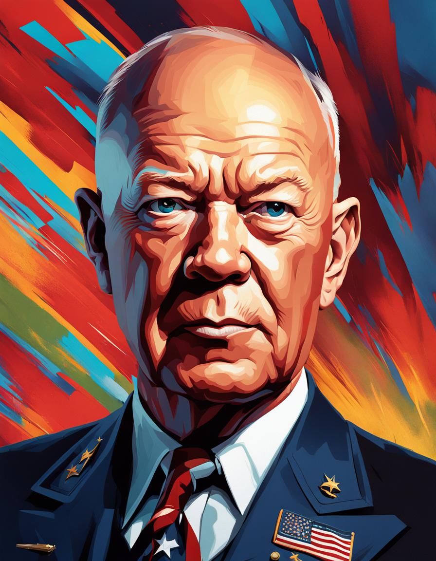 Eisenhower Portrait in Dynamic Funk Art Style