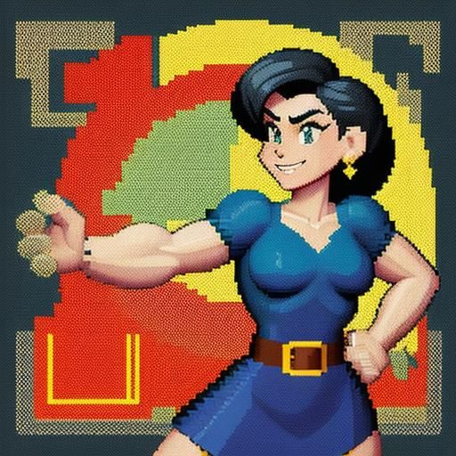 Pixel art character inspired by Paul Robertson: dynamic pose...