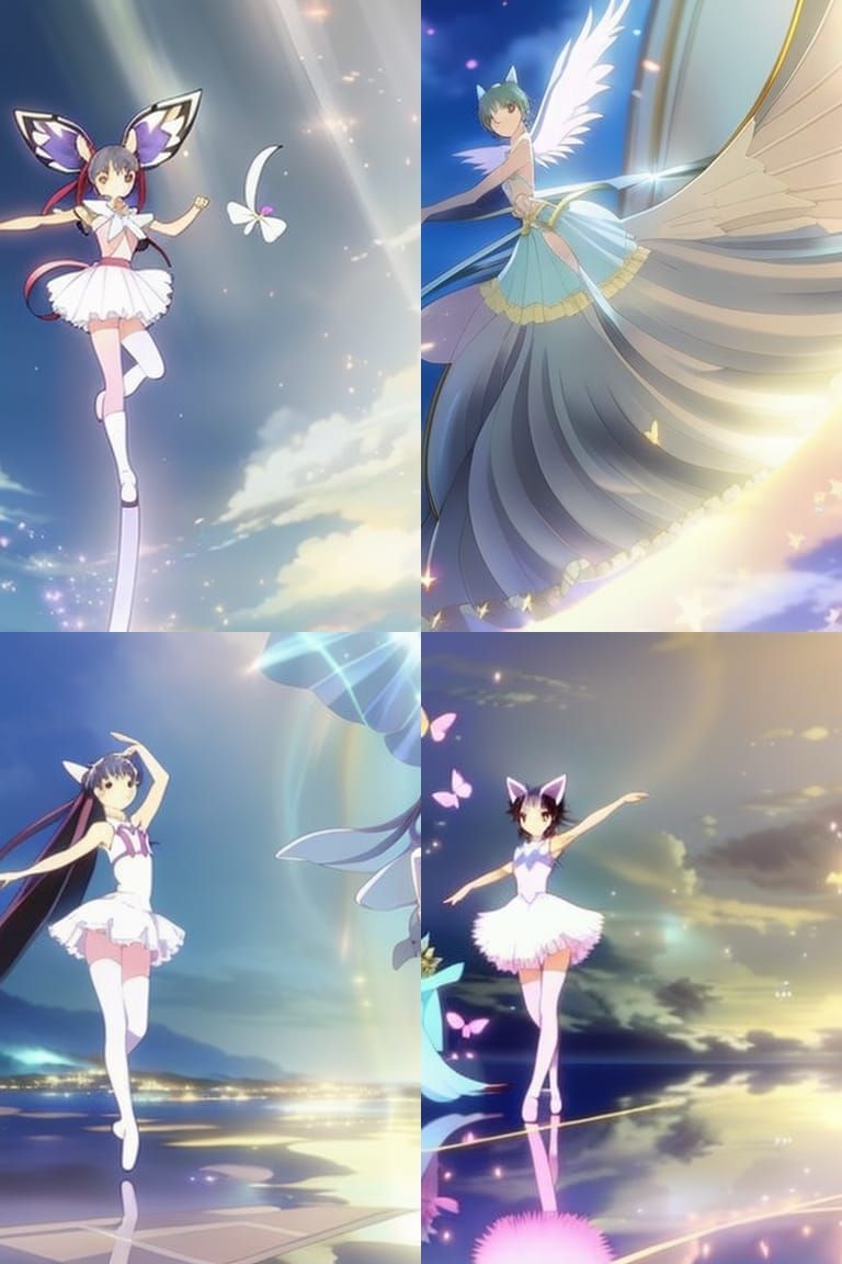 Magical Anime Cat Girl Transformation with Butterfly Wings